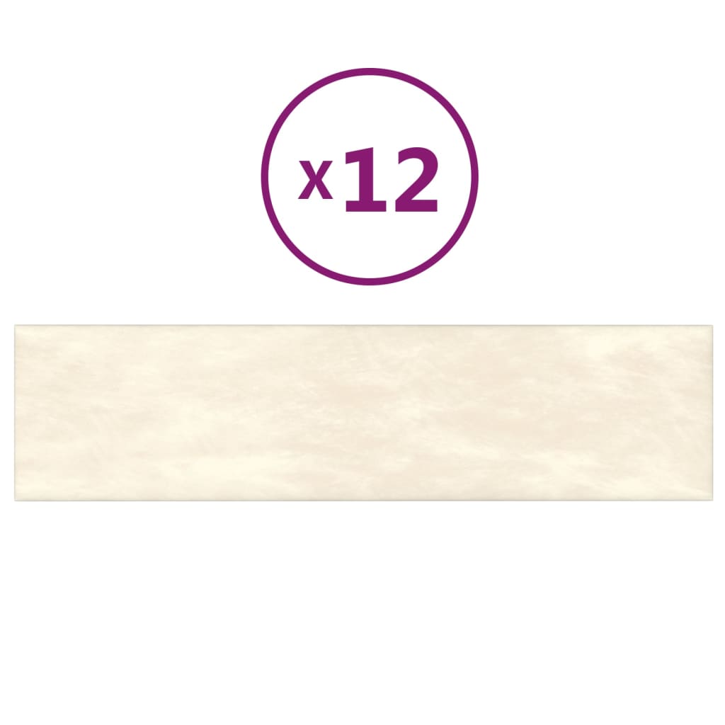 vidaXL Panouri de perete 12 buc. crem 60x15 cm catifea 1,08 m² vidaXL Panouri de perete 12 buc. crem 60x15 cm catifea 1,08 m²