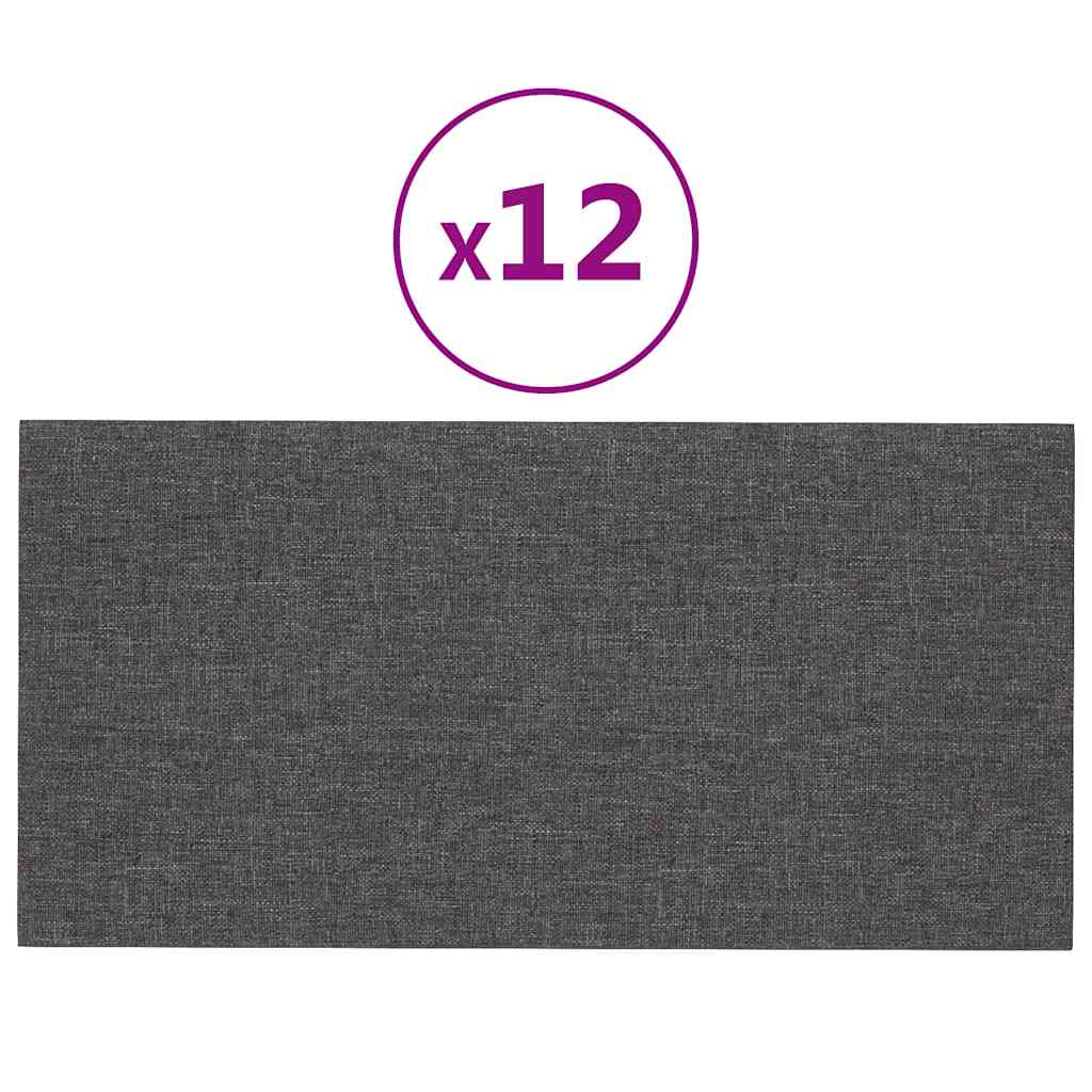 vidaXL Panouri de perete 12 buc. gri închis 60x30 cm textil 2,16 m²1 vidaXL Panouri de perete 12 buc. gri închis 60x30 cm textil 2,16 m²1