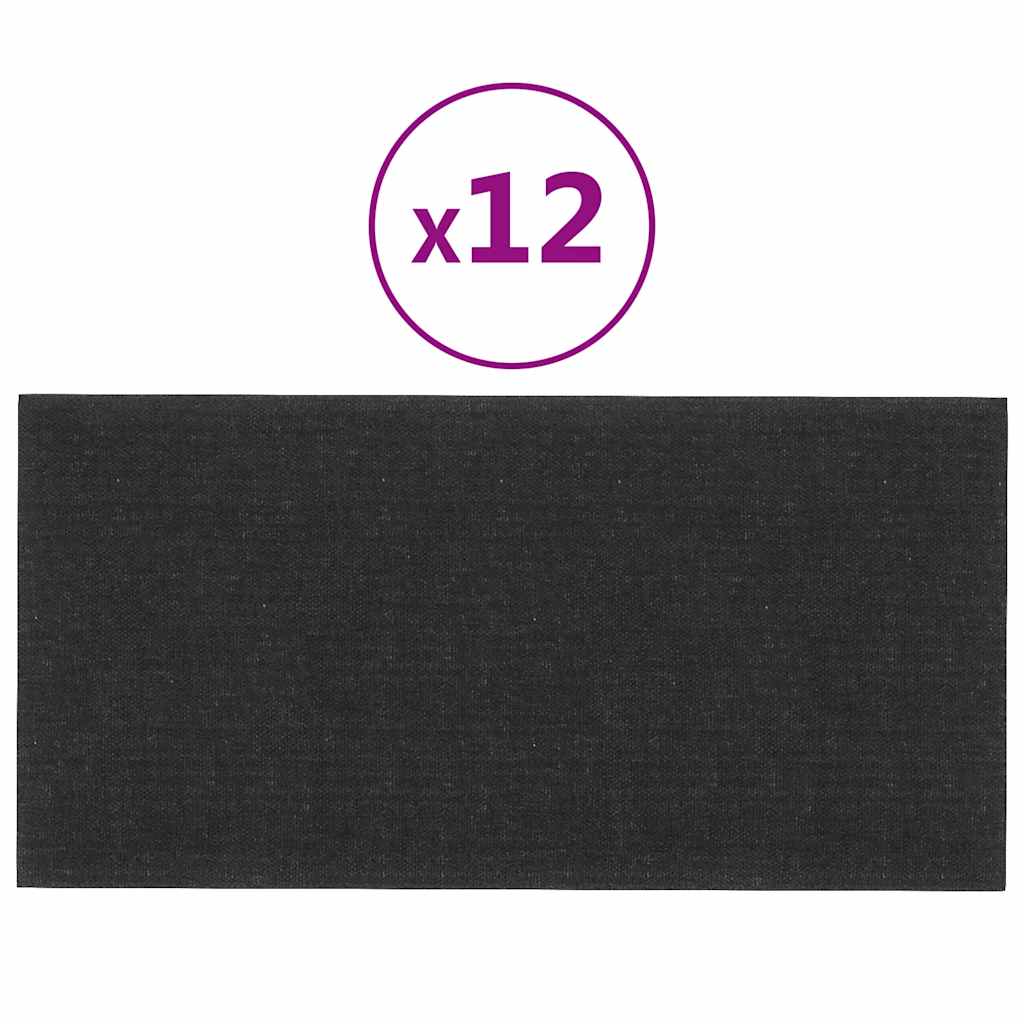 vidaXL Panouri de perete 12 buc. negru 60x30 cm textil 2,16 m²