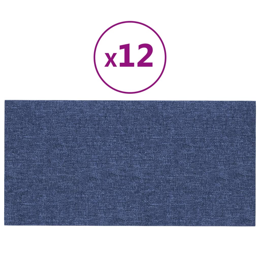 vidaXL Panouri de perete 12 buc. albastru 60x30 cm textil 2,16 m² vidaXL Panouri de perete 12 buc. albastru 60x30 cm textil 2,16 m²