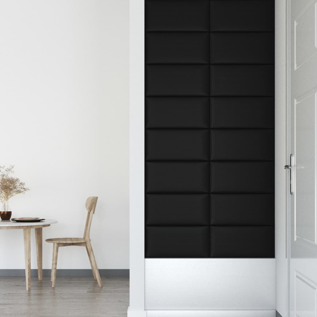 vidaXL Panouri de perete 12 buc. negru 60x30 cm piele eco 2,16 m² vidaXL Panouri de perete 12 buc. negru 60x30 cm piele eco 2,16 m²