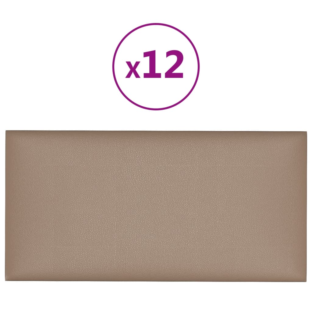 vidaXL Panouri de perete 12 buc. cappuccino 60x30 cm piele eco 2,16 m² vidaXL Panouri de perete 12 buc. cappuccino 60x30 cm piele eco 2,16 m²