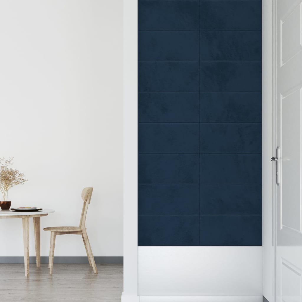 vidaXL Panouri de perete 12 buc. albastru 60x30 cm catifea 2,16 m² vidaXL Panouri de perete 12 buc. albastru 60x30 cm catifea 2,16 m²