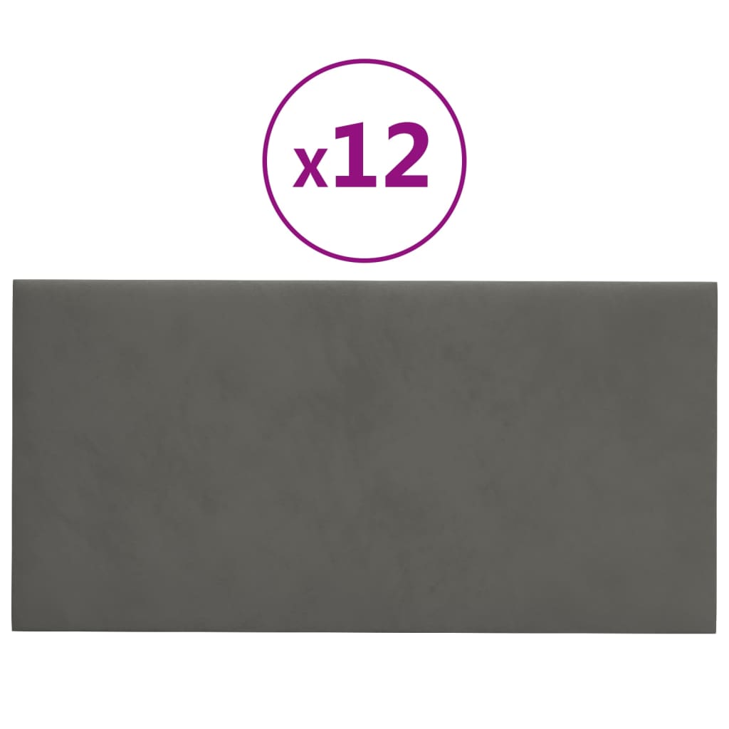 vidaXL Panouri de perete 12 buc. gri deschis 60x30 cm catifea 2,16 m² vidaXL Panouri de perete 12 buc. gri deschis 60x30 cm catifea 2,16 m²