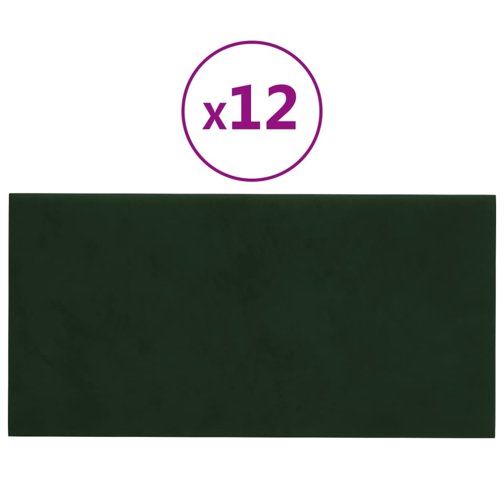 vidaXL Panouri de perete 12 buc. verde închis 60x30 cm catifea 2,16 m² vidaXL Panouri de perete 12 buc. verde închis 60x30 cm catifea 2,16 m²