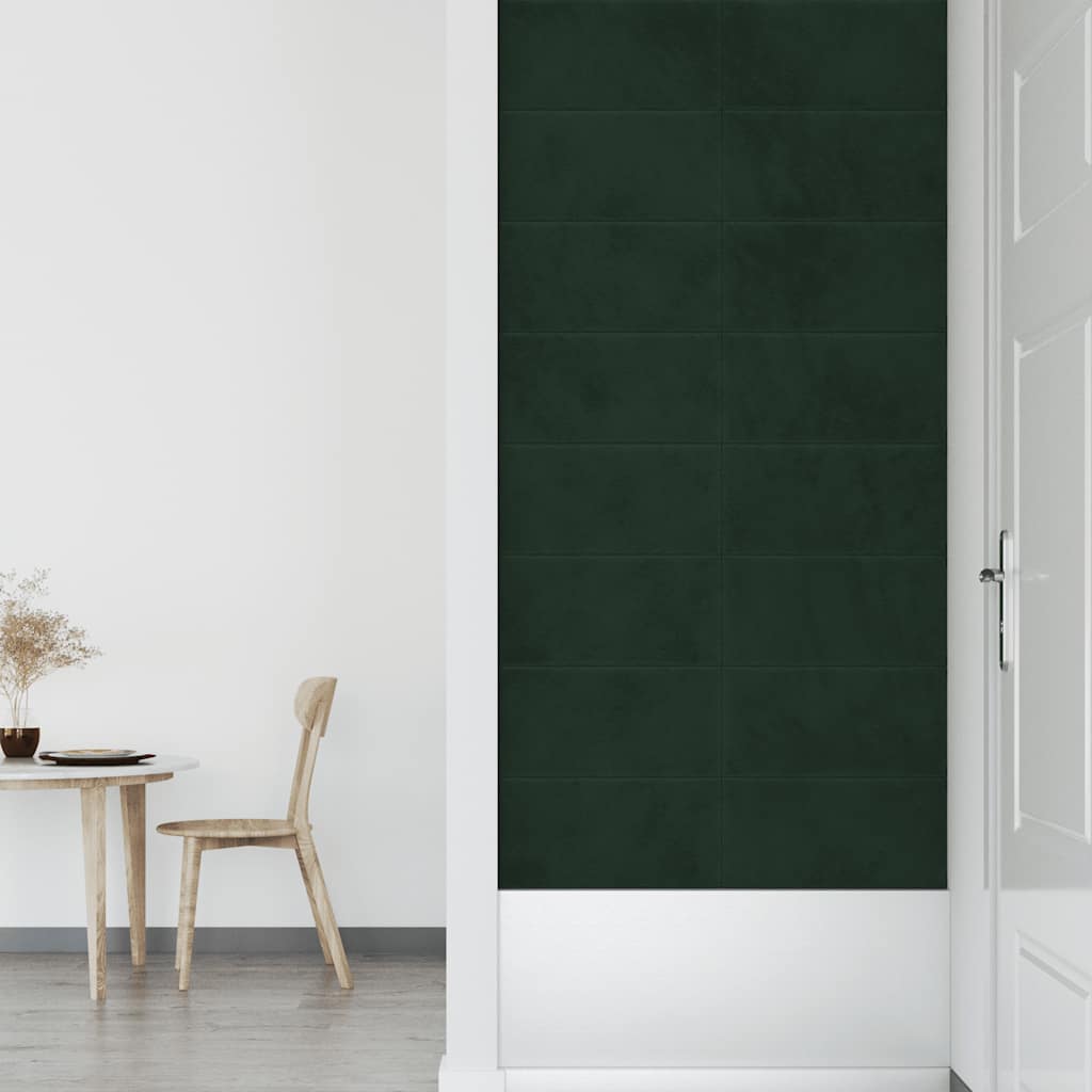 vidaXL Panouri de perete 12 buc. verde închis 60x30 cm catifea 2,16 m² vidaXL Panouri de perete 12 buc. verde închis 60x30 cm catifea 2,16 m²