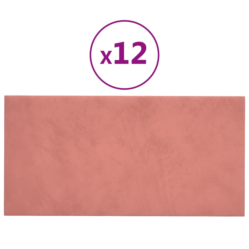 vidaXL Panouri de perete 12 buc. roz 60x30 cm catifea 2,16 m² vidaXL Panouri de perete 12 buc. roz 60x30 cm catifea 2,16 m²