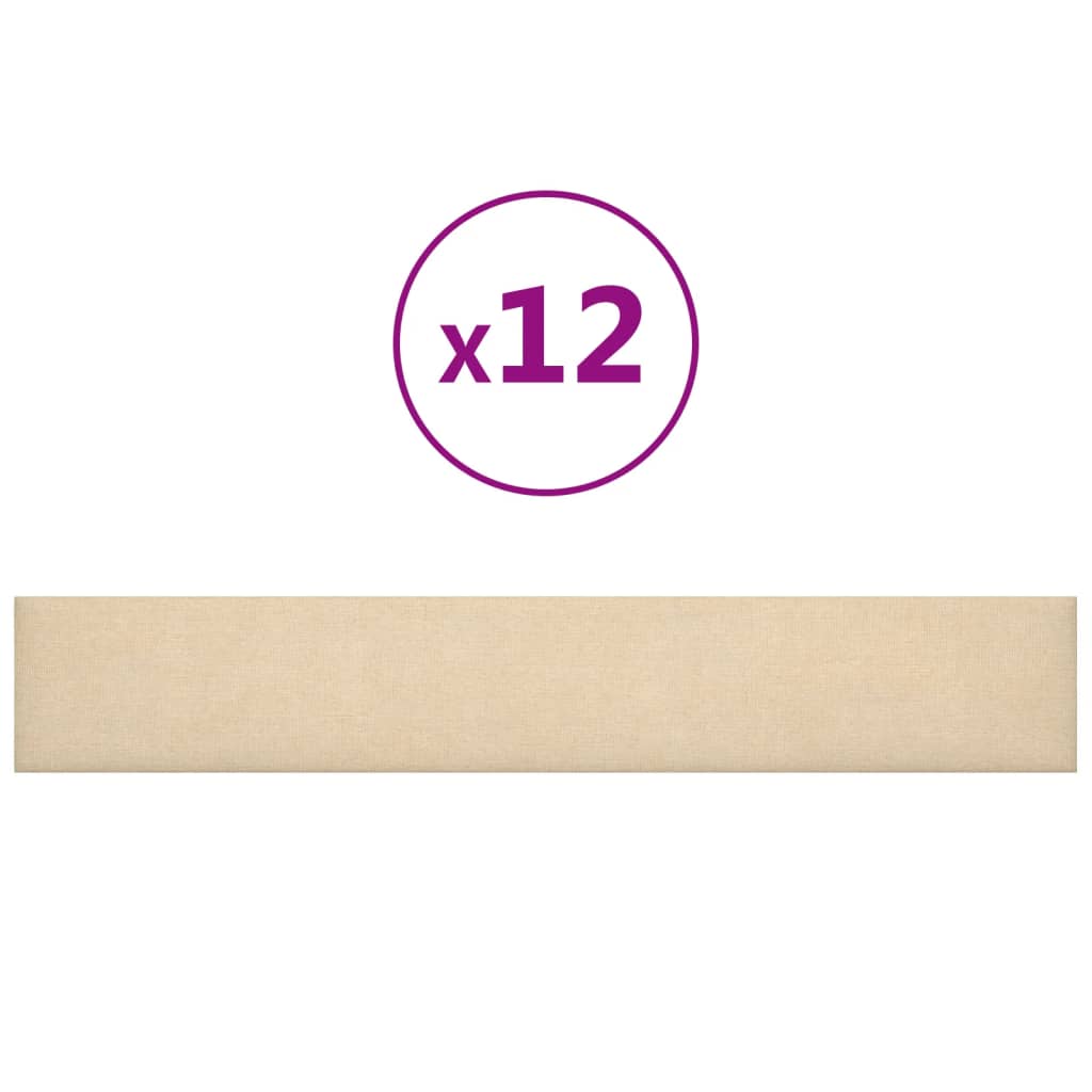 vidaXL Panouri de perete 12 buc. crem 90x15 cm textil 1,62 m² vidaXL Panouri de perete 12 buc. crem 90x15 cm textil 1,62 m²