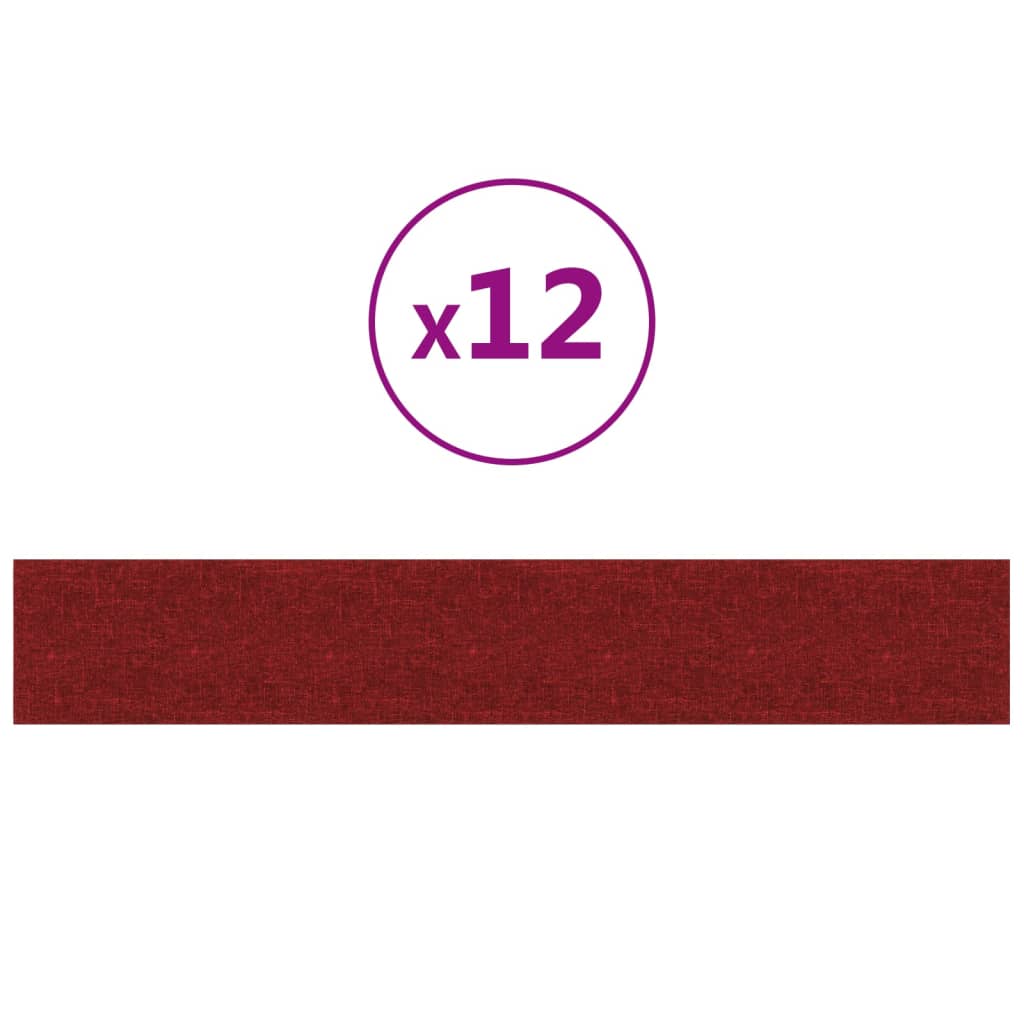 vidaXL Panouri de perete 12 buc. roșu vin 90x15 cm textil 1,62 m² vidaXL Panouri de perete 12 buc. roșu vin 90x15 cm textil 1,62 m²