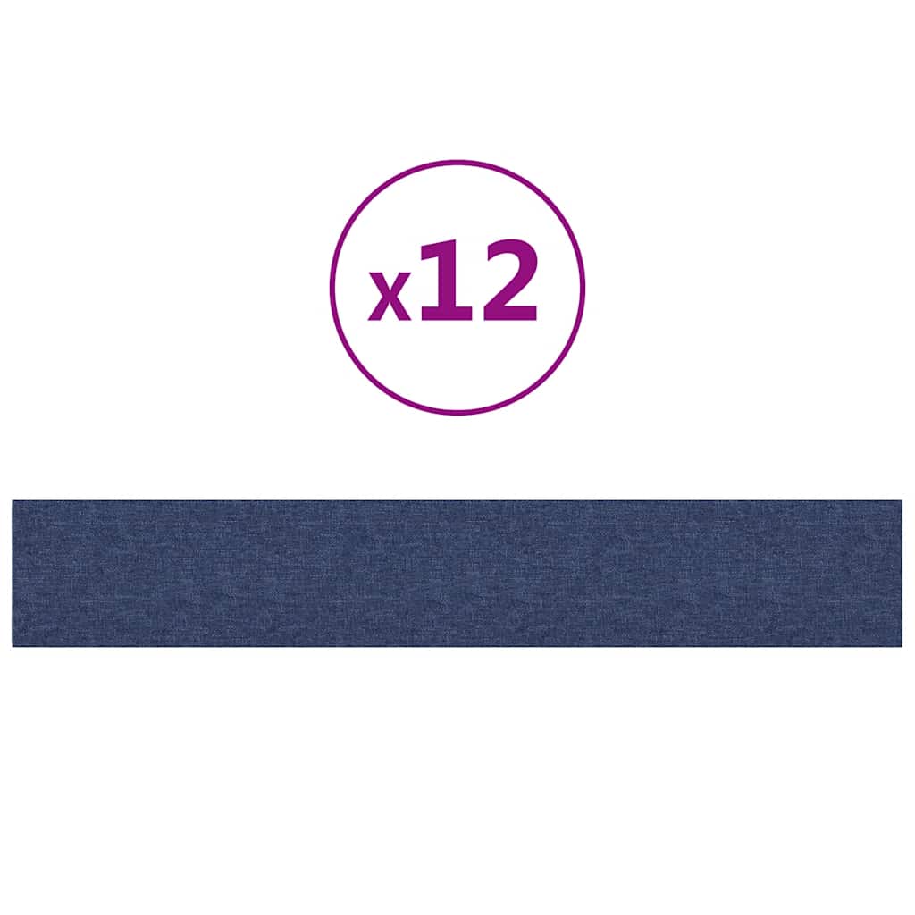 vidaXL Panouri de perete 12 buc. albastru 90x15 cm textil 1,62 m² vidaXL Panouri de perete 12 buc. albastru 90x15 cm textil 1,62 m²