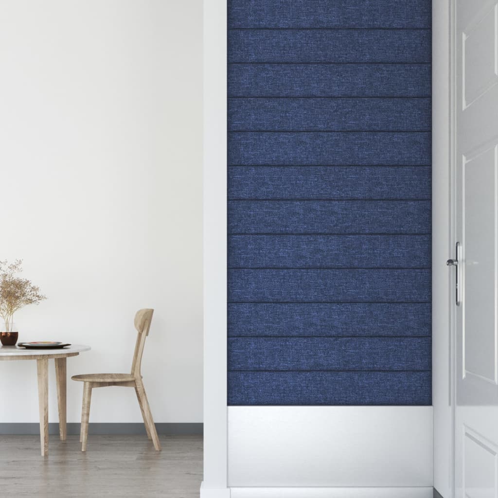 vidaXL Panouri de perete 12 buc. albastru 90x15 cm textil 1,62 m² vidaXL Panouri de perete 12 buc. albastru 90x15 cm textil 1,62 m²