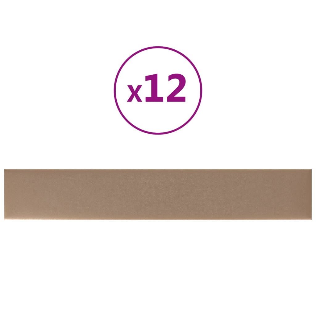 vidaXL Panouri de perete 12 buc. cappuccino 90x15 cm piele eco 1,62 m² vidaXL Panouri de perete 12 buc. cappuccino 90x15 cm piele eco 1,62 m²