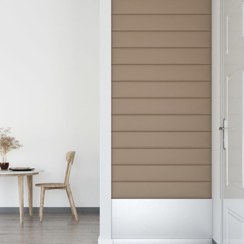 vidaXL Panouri de perete 12 buc. cappuccino 90x15 cm piele eco 1,62 m² vidaXL Panouri de perete 12 buc. cappuccino 90x15 cm piele eco 1,62 m²