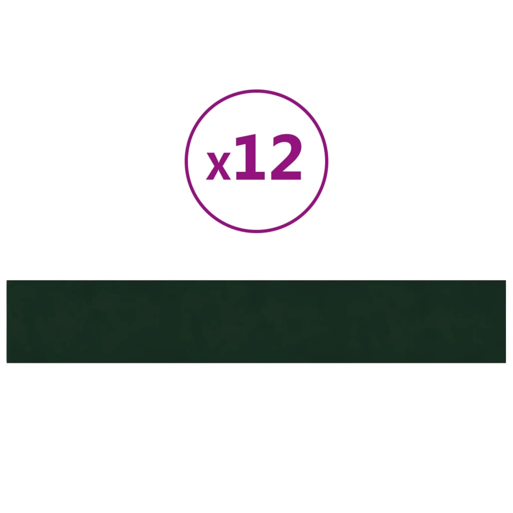 vidaXL Panouri de perete 12 buc. verde închis 90x15 cm catifea 1,62 m²