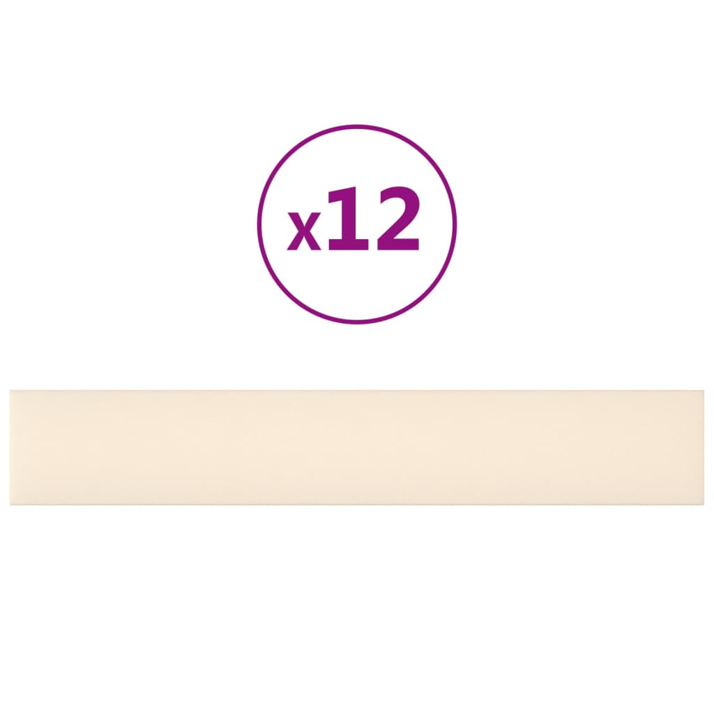 vidaXL Panouri de perete 12 buc. crem 90x15 cm catifea 1,62 m² vidaXL Panouri de perete 12 buc. crem 90x15 cm catifea 1,62 m²