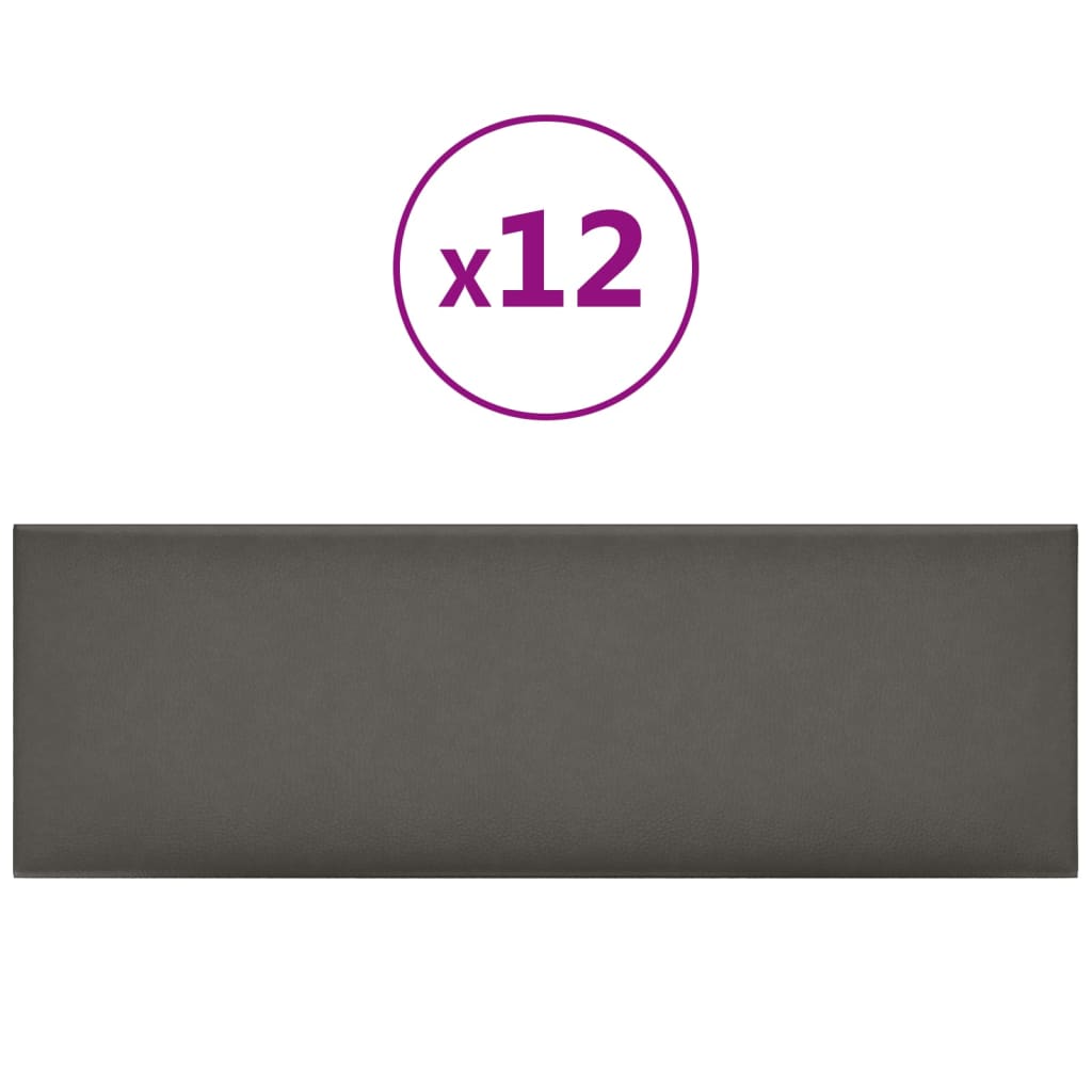 vidaXL Panouri de perete 12 buc. gri 90x30 cm piele ecologică 3,24 m² vidaXL Panouri de perete 12 buc. gri 90x30 cm piele ecologică 3,24 m²