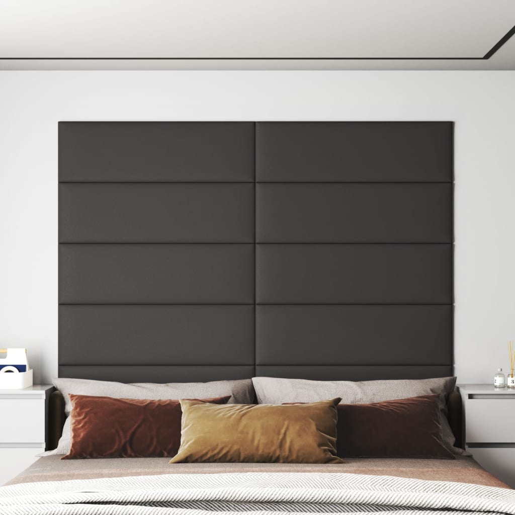 vidaXL Panouri de perete 12 buc. gri 90x30 cm piele ecologică 3,24 m² vidaXL Panouri de perete 12 buc. gri 90x30 cm piele ecologică 3,24 m²