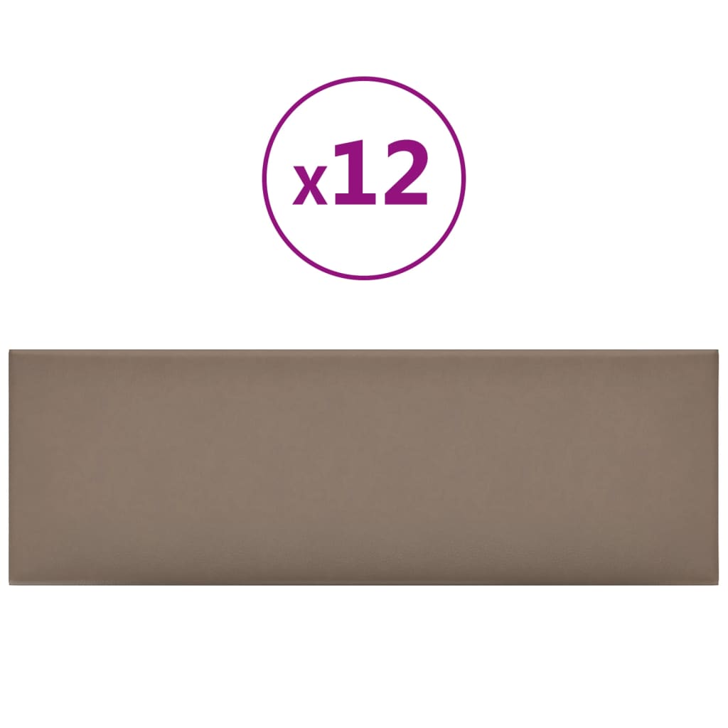 vidaXL Panouri de perete 12 buc. cappuccino 90x30 cm piele eco 3,24 m² vidaXL Panouri de perete 12 buc. cappuccino 90x30 cm piele eco 3,24 m²