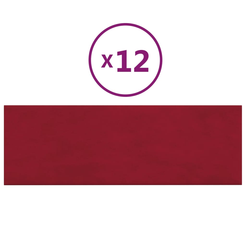 vidaXL Panouri de perete 12 buc. roșu vin 90x30 cm catifea 3,24 m² vidaXL Panouri de perete 12 buc. roșu vin 90x30 cm catifea 3,24 m²