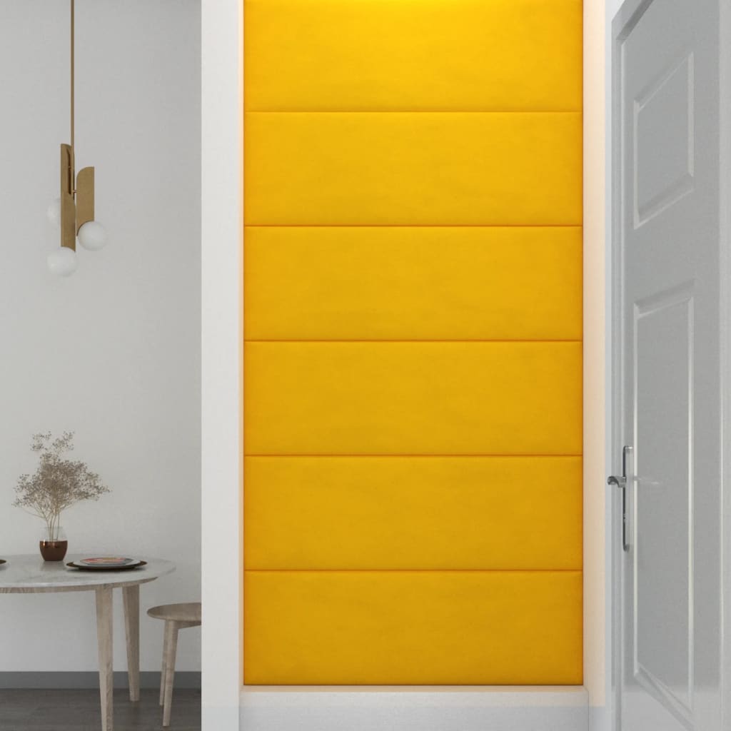 vidaXL Panouri de perete 12 buc. galben 90x30 cm catifea 3,24 m² vidaXL Panouri de perete 12 buc. galben 90x30 cm catifea 3,24 m²