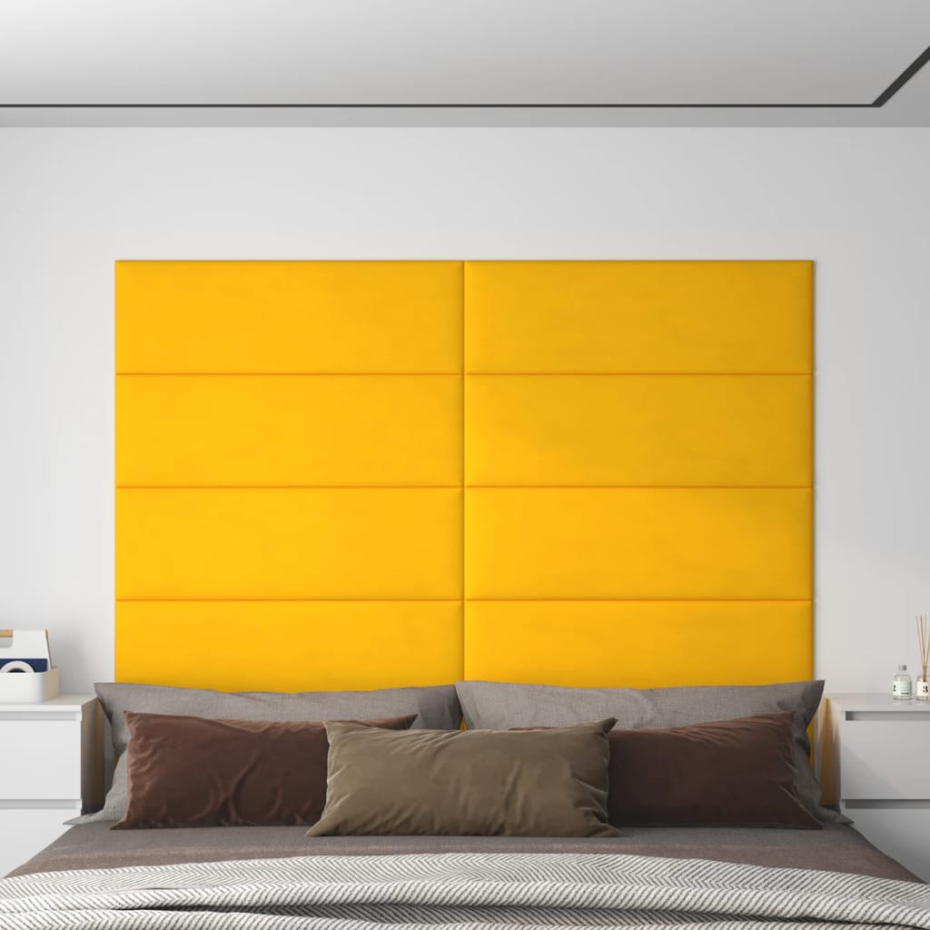 vidaXL Panouri de perete 12 buc. galben 90x30 cm catifea 3,24 m² vidaXL Panouri de perete 12 buc. galben 90x30 cm catifea 3,24 m²