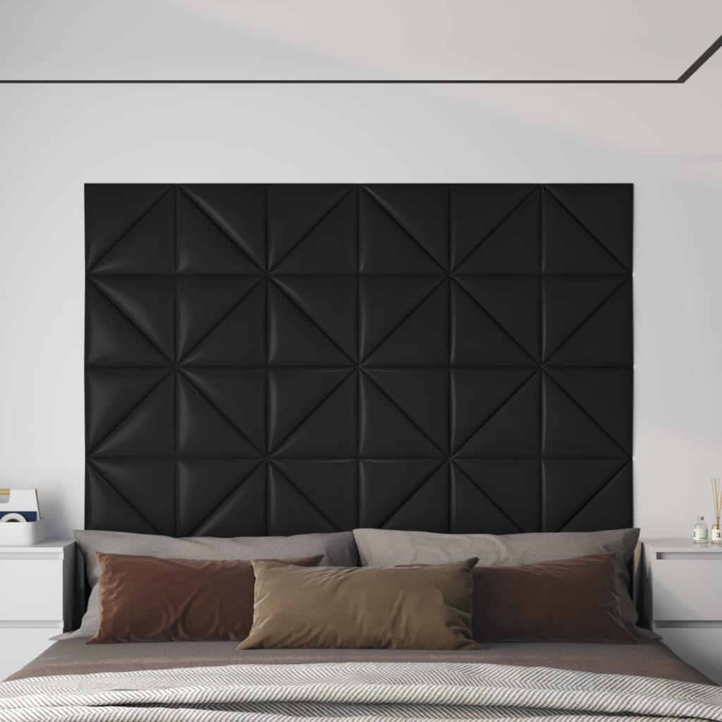 vidaXL Panouri perete 12 buc. negru, 30x30 cm piele ecologică 0,54 m² vidaXL Panouri perete 12 buc. negru, 30x30 cm piele ecologică 0,54 m²