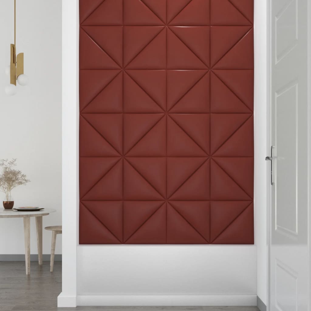 vidaXL Panouri de perete 12 buc. roșu vin 30x30 cm, piele eco, 0,54 m² vidaXL Panouri de perete 12 buc. roșu vin 30x30 cm, piele eco, 0,54 m²