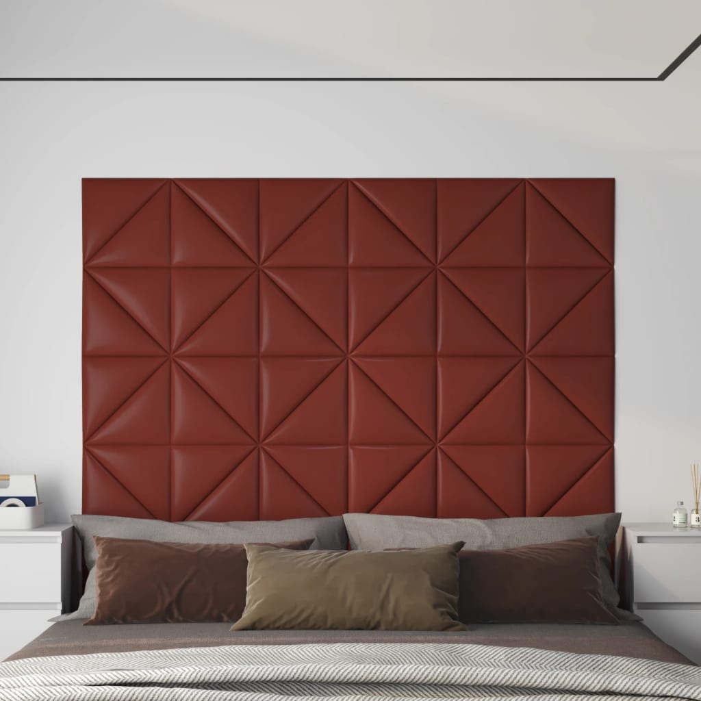 vidaXL Panouri de perete 12 buc. roșu vin 30x30 cm, piele eco, 0,54 m² vidaXL Panouri de perete 12 buc. roșu vin 30x30 cm, piele eco, 0,54 m²