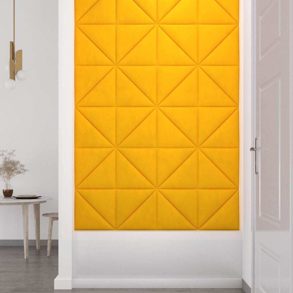 vidaXL Panouri de perete 12 buc. galben 30x30 cm, catifea, 0,54 m²