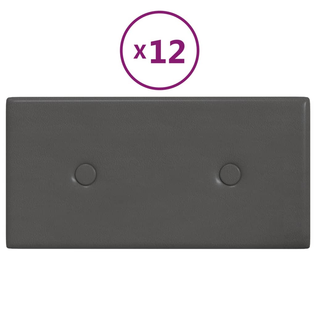 vidaXL Panouri de perete 12 buc. gri, 30x15 cm piele ecologică 0,54 m² vidaXL Panouri de perete 12 buc. gri, 30x15 cm piele ecologică 0,54 m²