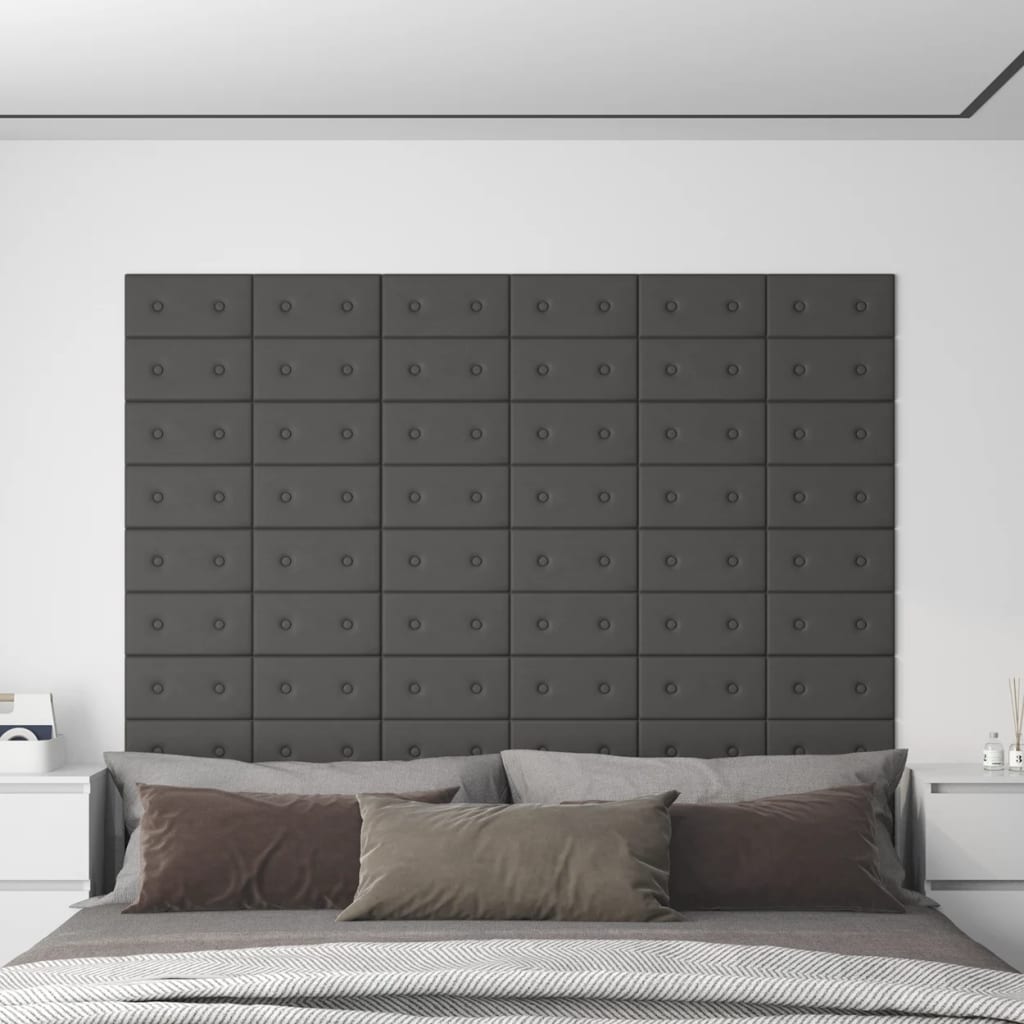 vidaXL Panouri de perete 12 buc. gri, 30x15 cm piele ecologică 0,54 m² vidaXL Panouri de perete 12 buc. gri, 30x15 cm piele ecologică 0,54 m²