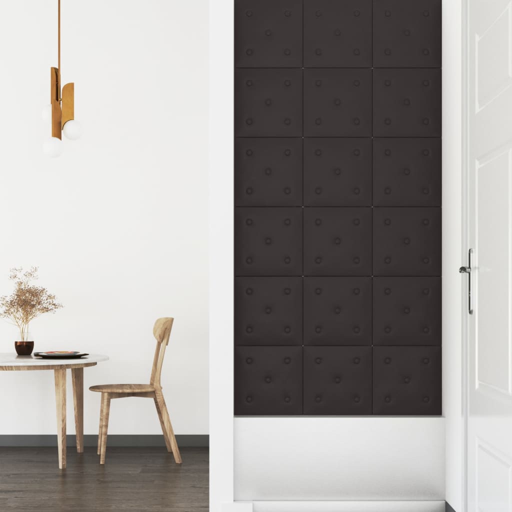 vidaXL Panouri perete 12 buc. negru, 30x30 cm piele ecologică, 1,08 m²
