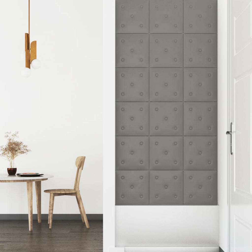 vidaXL Panouri perete 12 buc. gri, 30x30 cm, piele ecologică, 1,08 m² vidaXL Panouri perete 12 buc. gri, 30x30 cm, piele ecologică, 1,08 m²