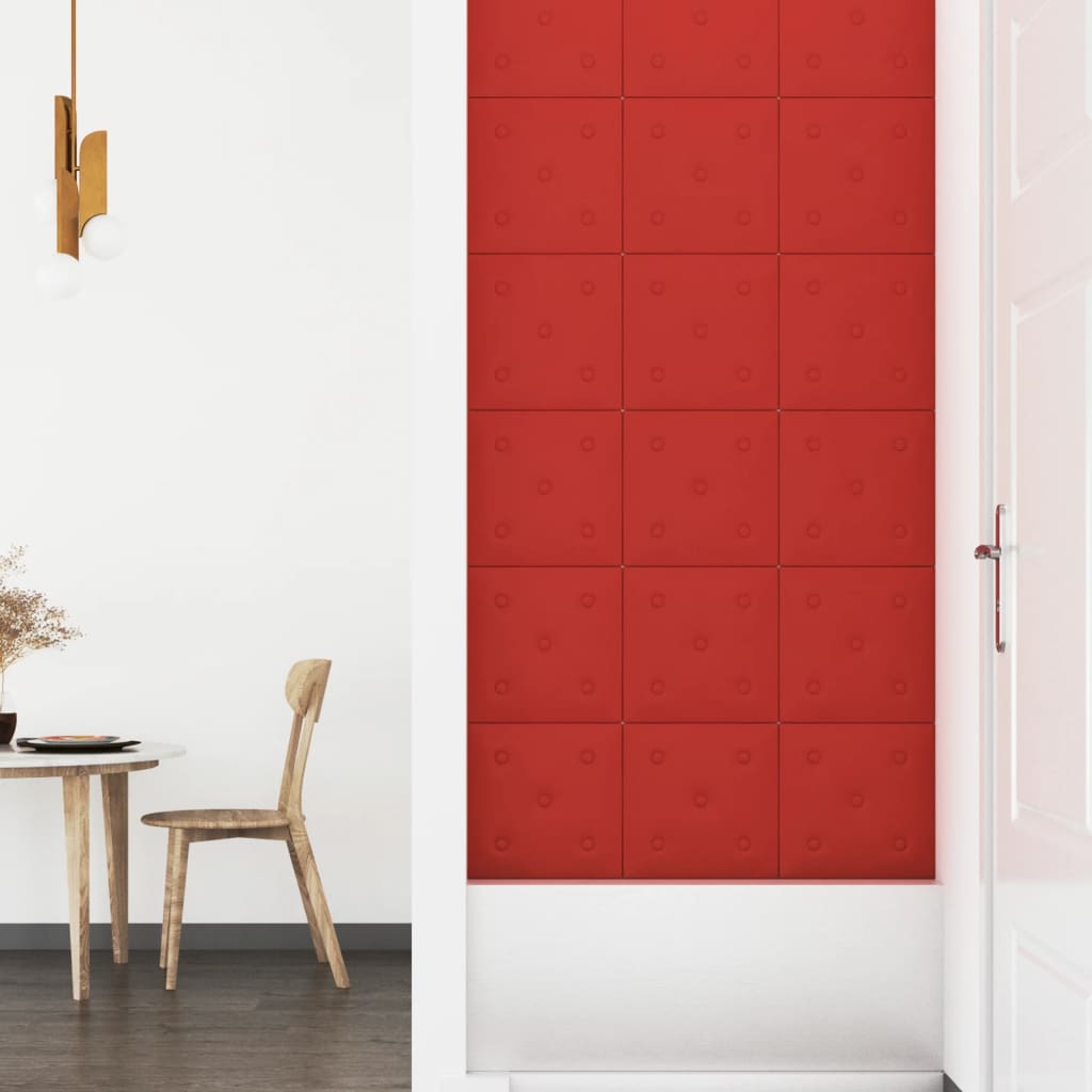 vidaXL Panouri perete 12 buc. roșu vin 30x30cm piele ecologică 1,08 m² vidaXL Panouri perete 12 buc. roșu vin 30x30cm piele ecologică 1,08 m²