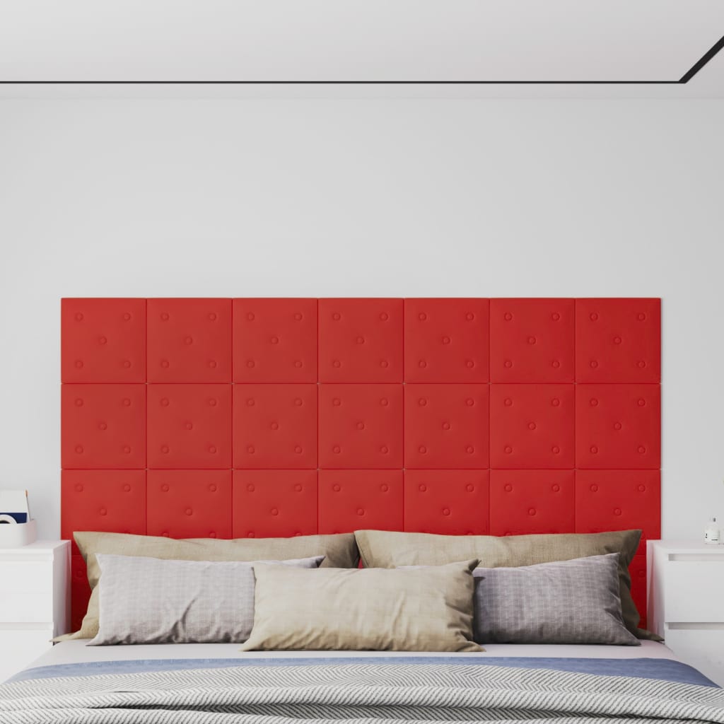 vidaXL Panouri perete 12 buc. roșu vin 30x30cm piele ecologică 1,08 m² vidaXL Panouri perete 12 buc. roșu vin 30x30cm piele ecologică 1,08 m²