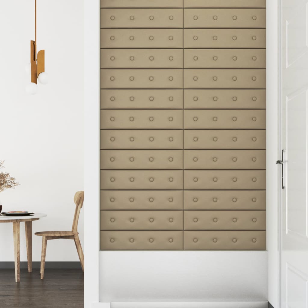 vidaXL Panouri perete 12 buc. cappuccino, 60x15 cm, piele eco 1,08 m²