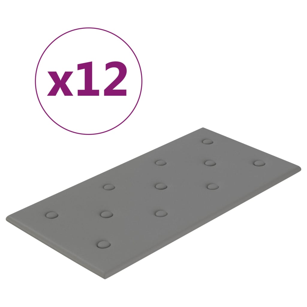 vidaXL Panouri de perete 12 buc. gri 60x30 cm piele ecologică 2,16 m²