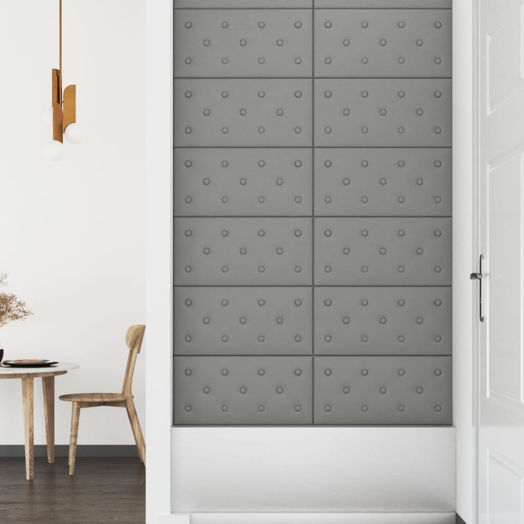 vidaXL Panouri de perete 12 buc. gri 60x30 cm piele ecologică 2,16 m²