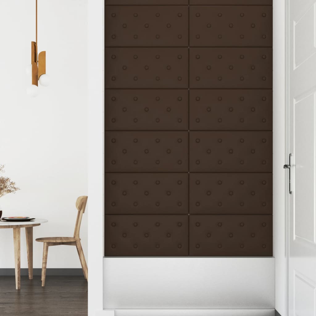 vidaXL Panouri perete 12 buc. maro, 60x30 cm piele ecologică 2,16 m² vidaXL Panouri perete 12 buc. maro, 60x30 cm piele ecologică 2,16 m²