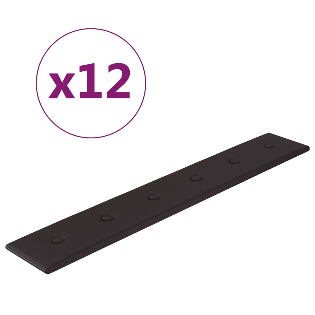 vidaXL Panouri perete 12 buc. negru, 90x15 cm piele ecologică 1,62 m² vidaXL Panouri perete 12 buc. negru, 90x15 cm piele ecologică 1,62 m²