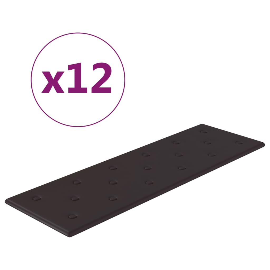 vidaXL Panouri de perete 12 buc. negru, 90x30 cm, piele eco 3,24 m²