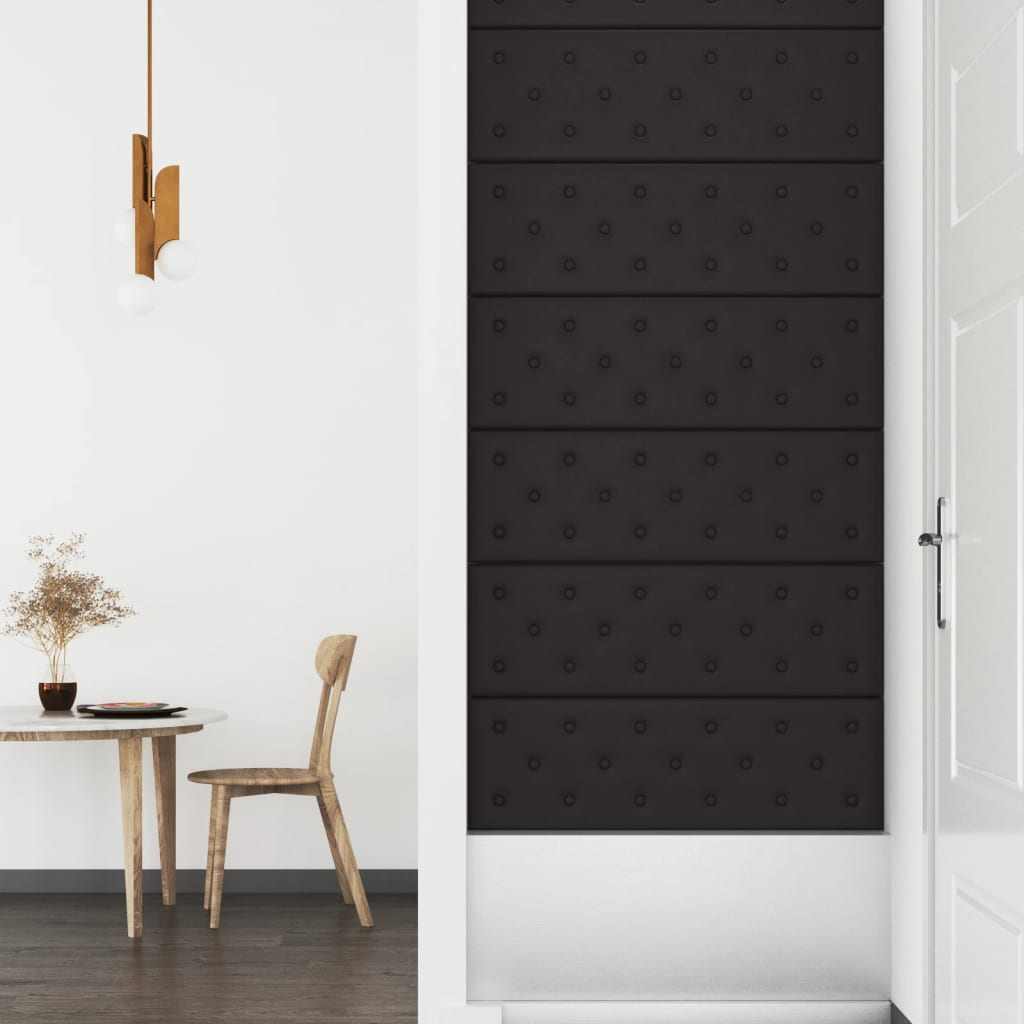 vidaXL Panouri de perete 12 buc. negru, 90x30 cm, piele eco 3,24 m²