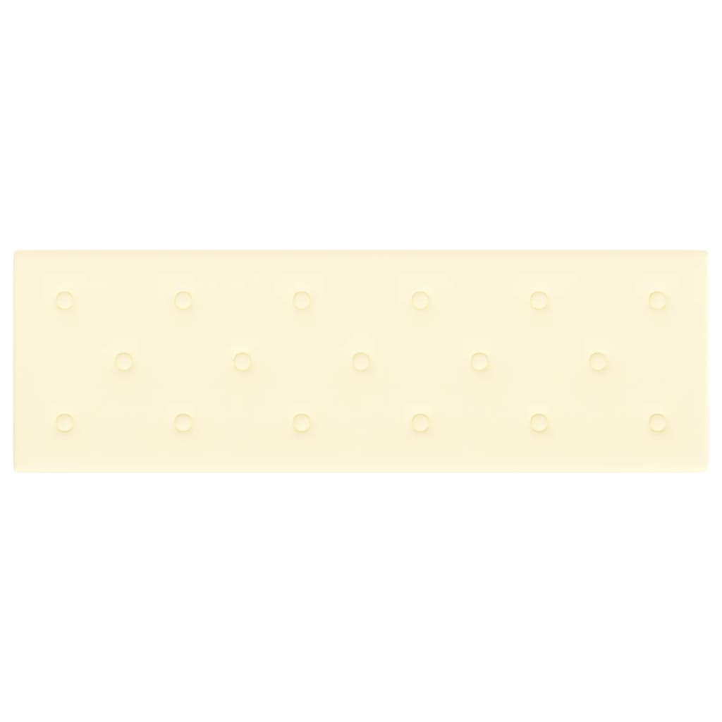 vidaXL Panouri de perete 12 buc. crem 90x30 cm piele ecologică 3,24 m²