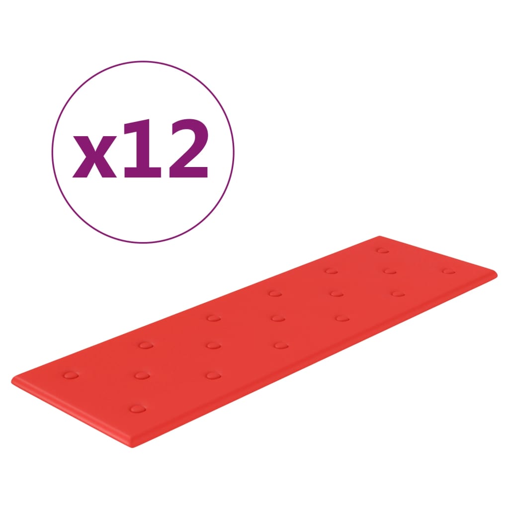 vidaXL Panouri de perete 12 buc. roșu 90x30 cm piele ecologică 3,24 m² vidaXL Panouri de perete 12 buc. roșu 90x30 cm piele ecologică 3,24 m²