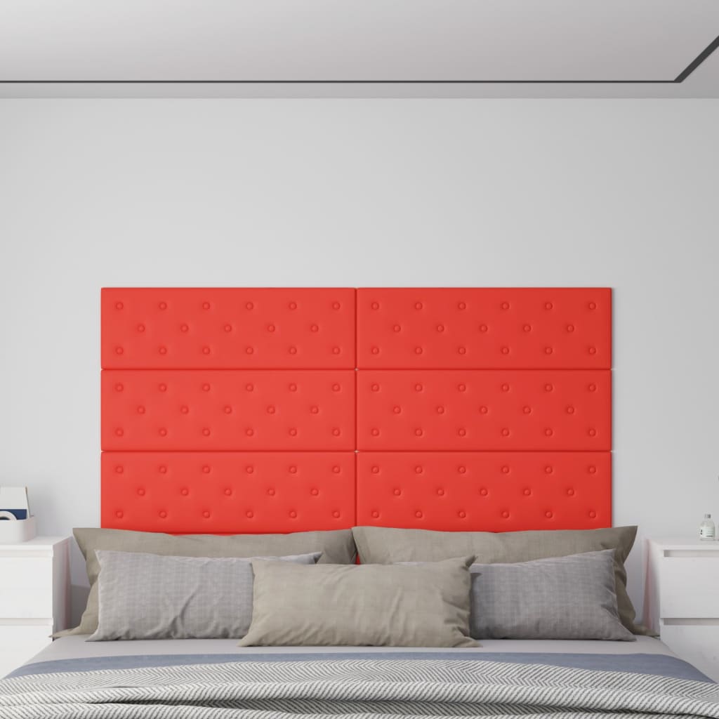 vidaXL Panouri de perete 12 buc. roșu 90x30 cm piele ecologică 3,24 m² vidaXL Panouri de perete 12 buc. roșu 90x30 cm piele ecologică 3,24 m²