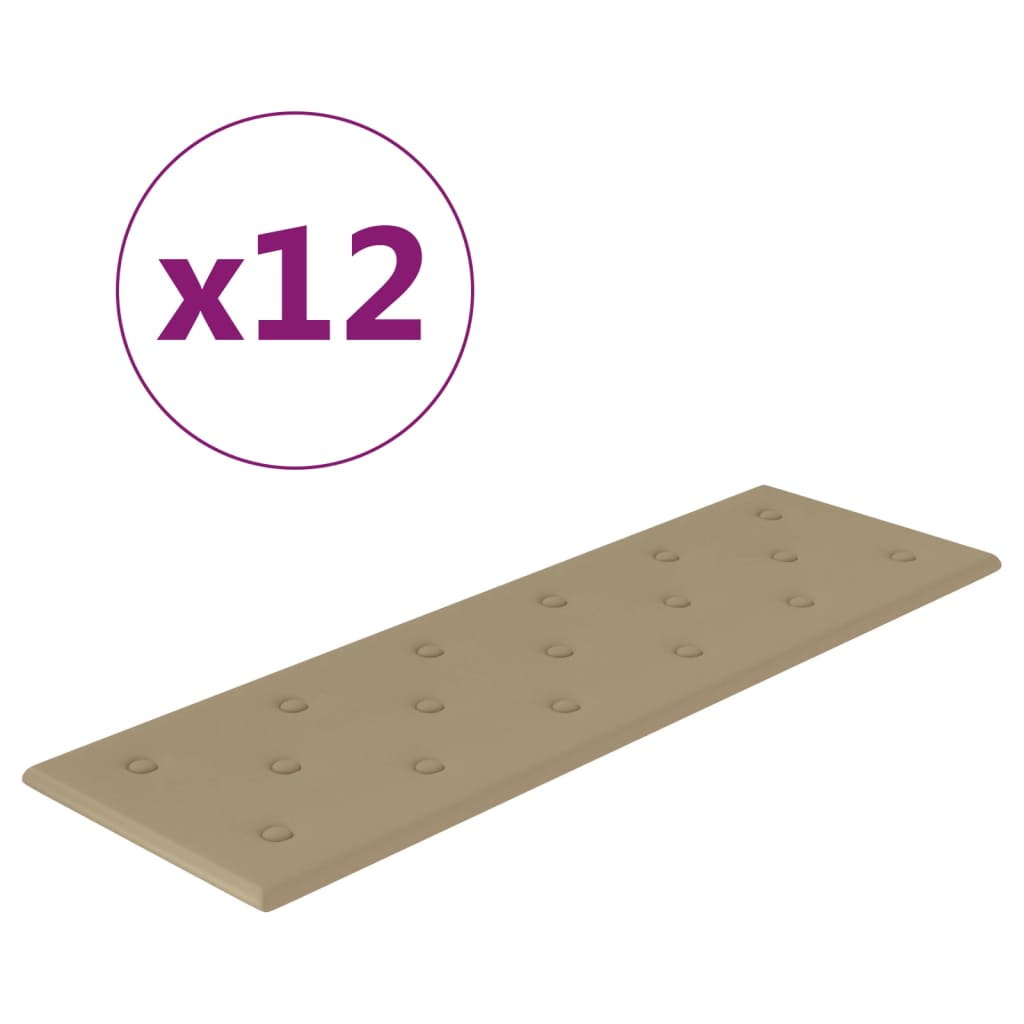 vidaXL Panouri de perete 12 buc. cappuccino 90x30 cm piele eco 3,24 m²