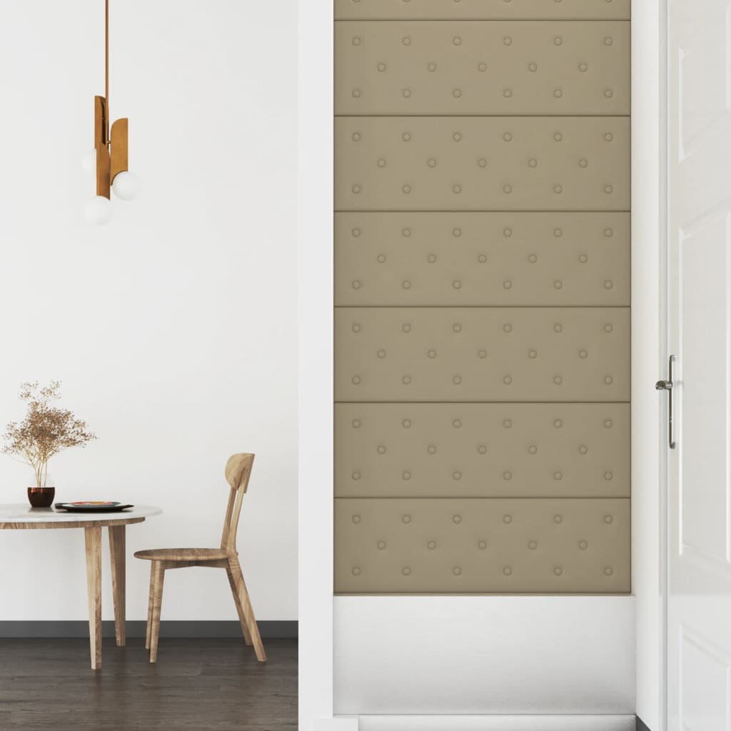 vidaXL Panouri de perete 12 buc. cappuccino 90x30 cm piele eco 3,24 m²