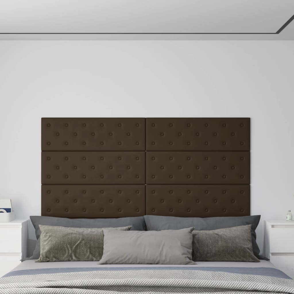 vidaXL Panouri de perete 12 buc. maro 90x30 cm piele ecologică 3,24 m² vidaXL Panouri de perete 12 buc. maro 90x30 cm piele ecologică 3,24 m²