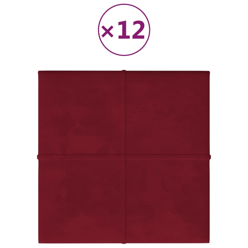 vidaXL Panouri de perete 12 buc. roșu vin 30x30 cm catifea 1,08 m² vidaXL Panouri de perete 12 buc. roșu vin 30x30 cm catifea 1,08 m²