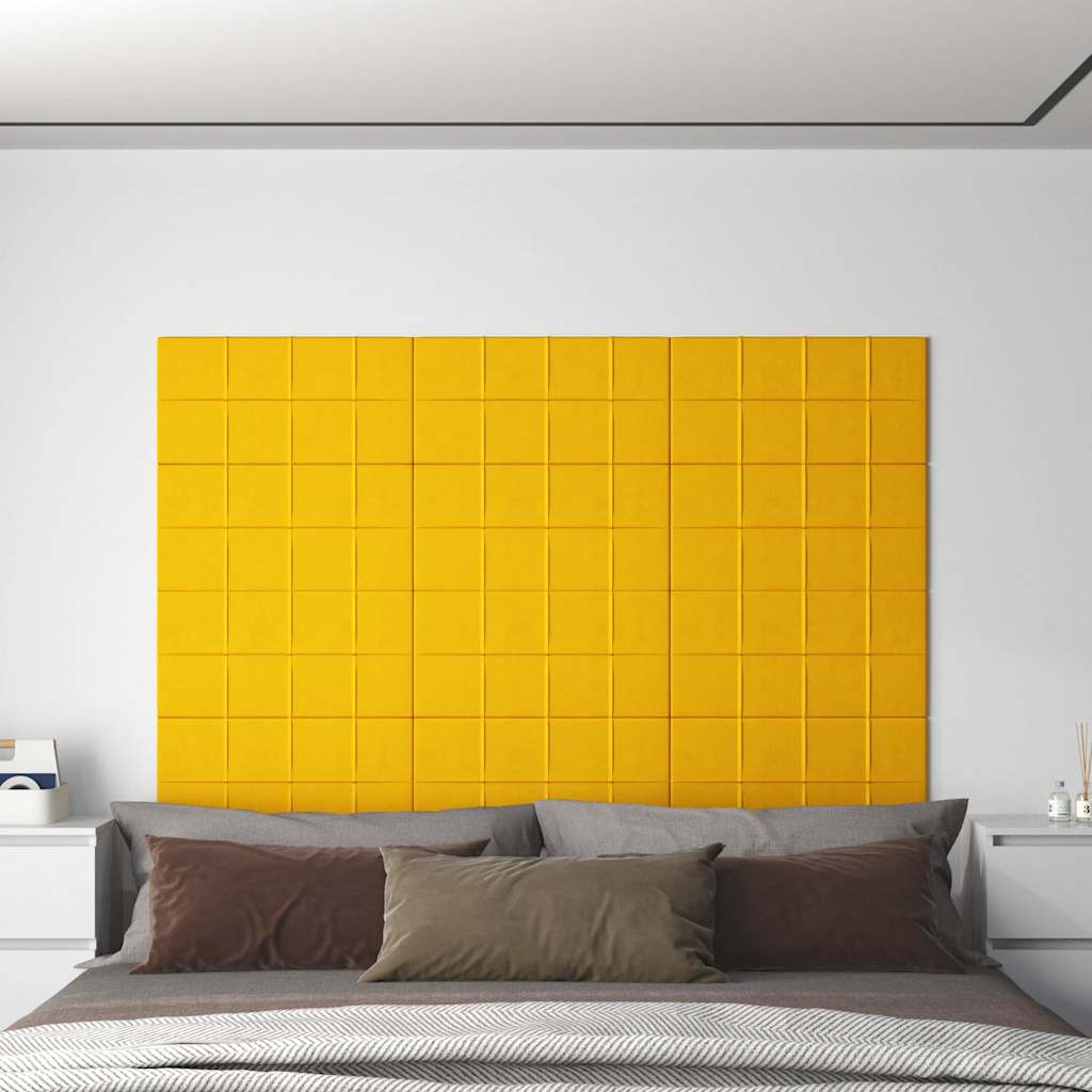vidaXL Panouri de perete 12 buc. galben 60x30 cm catifea 2,16 m²